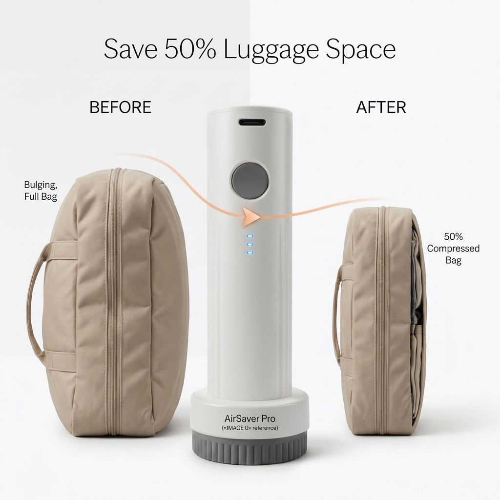Compressez vos bagages en 30 secondes. Voyagez plus léger, partout.
